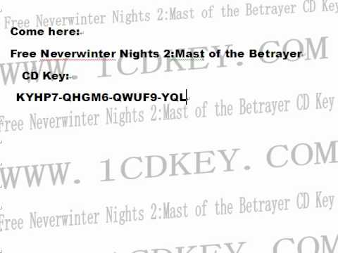 neverwinter nights 2 mask of the betrayer cd key
